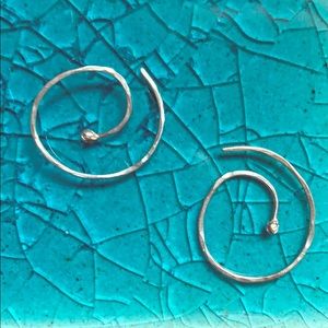 Sterling infinity hand hammered wire earrings
